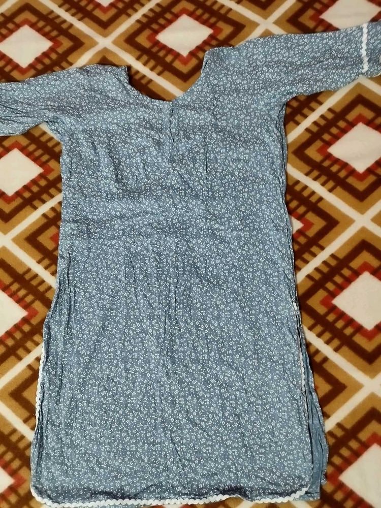 Light Blue Floral Print Kurta