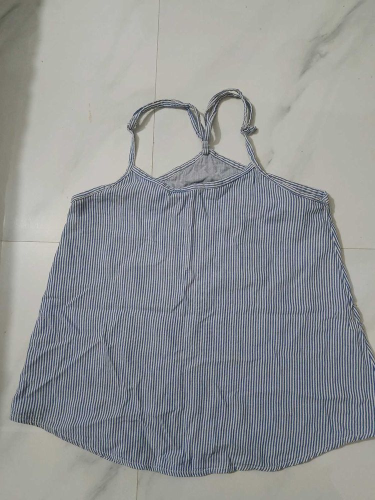 Blue Striped Spaghetti Strap Top