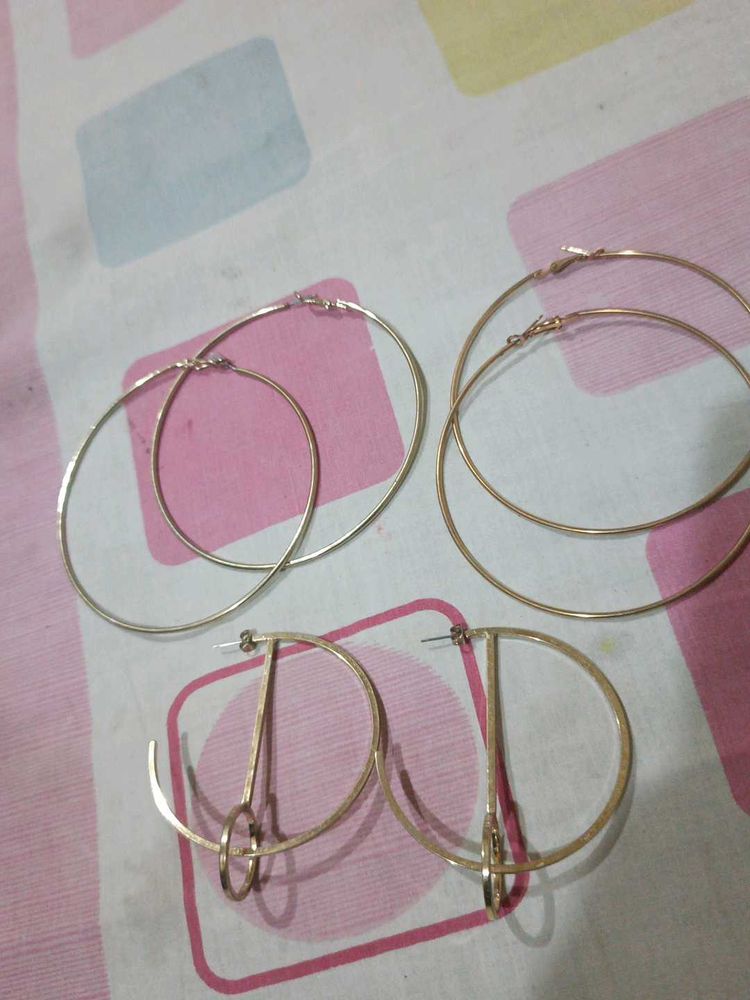 Set of 3 Gold Hoop Earrings
