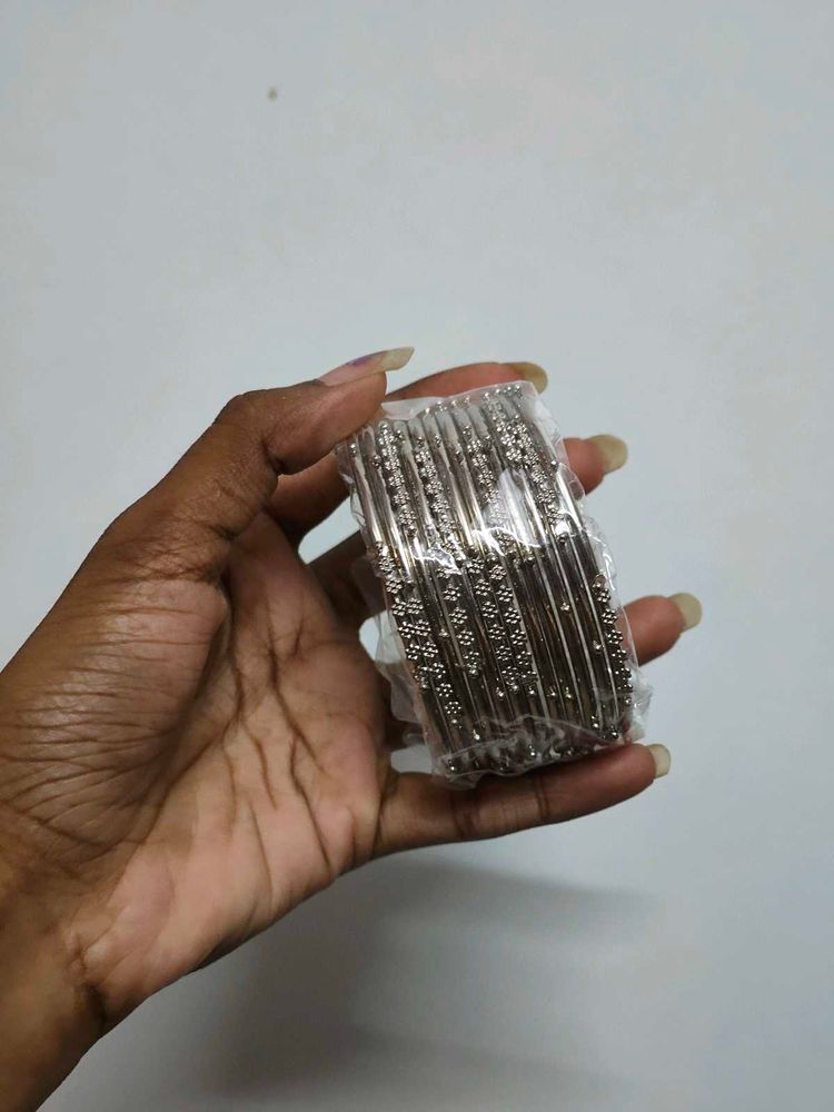 Set of Silver Oxidized Bangles