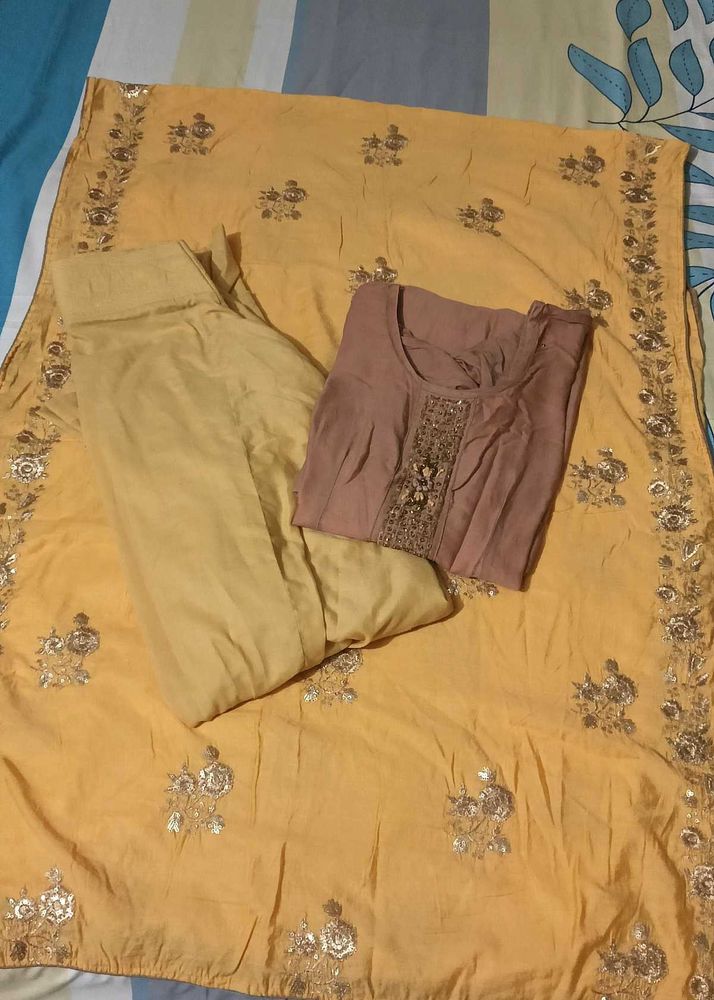 Embroidered Kurta Set with Dupatta