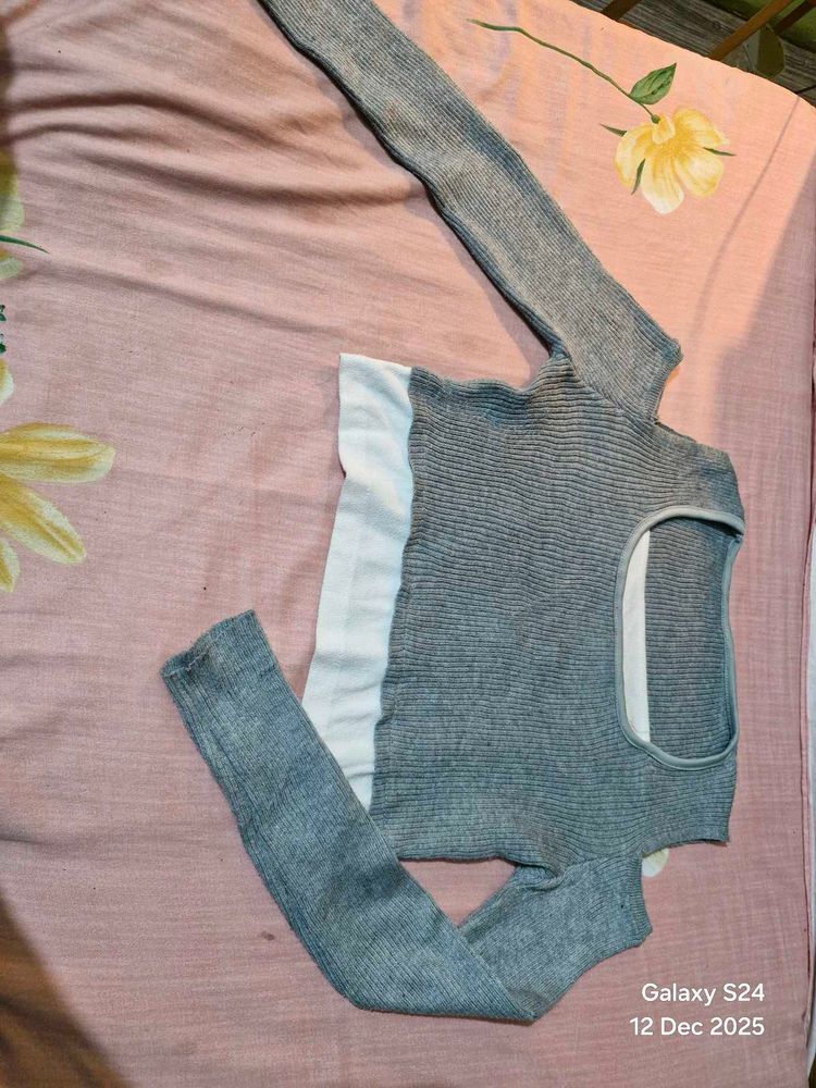 Stylish Grey Long Sleeve Top