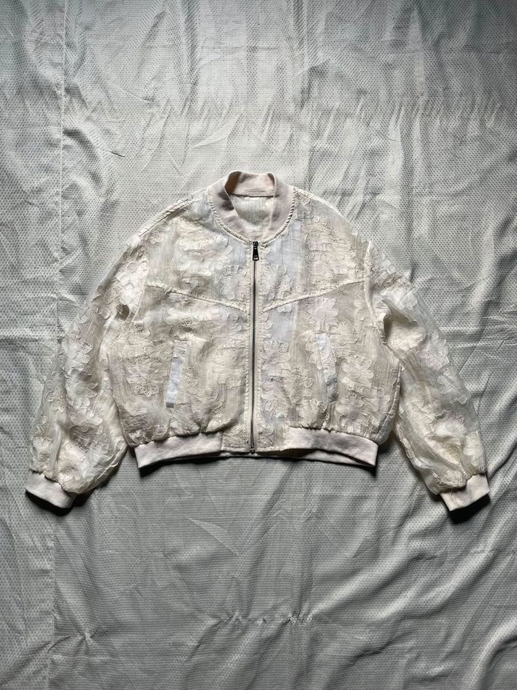 Sheer Lace Bomber Jacket