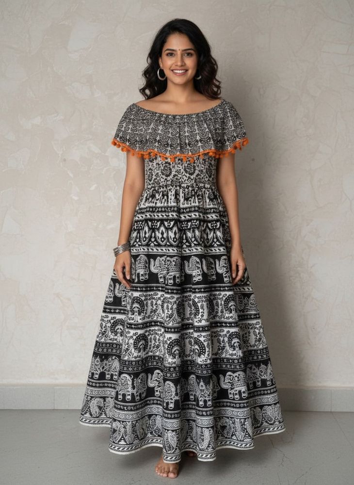 Elephant Print Maxi Dress