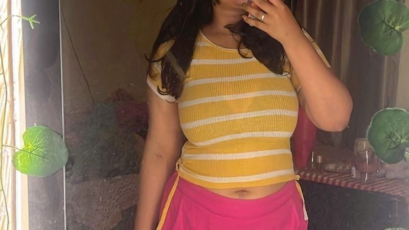 Yellow &amp; White Striped Cropped Top