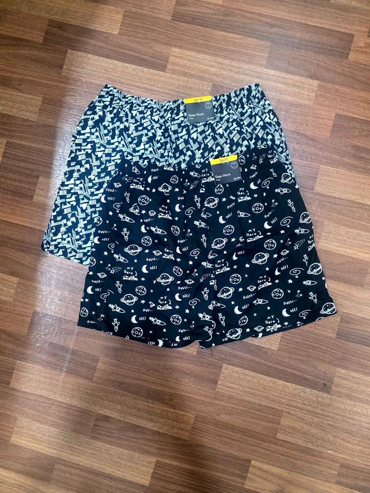 Zudio Printed Sleep Shorts Pack of 2