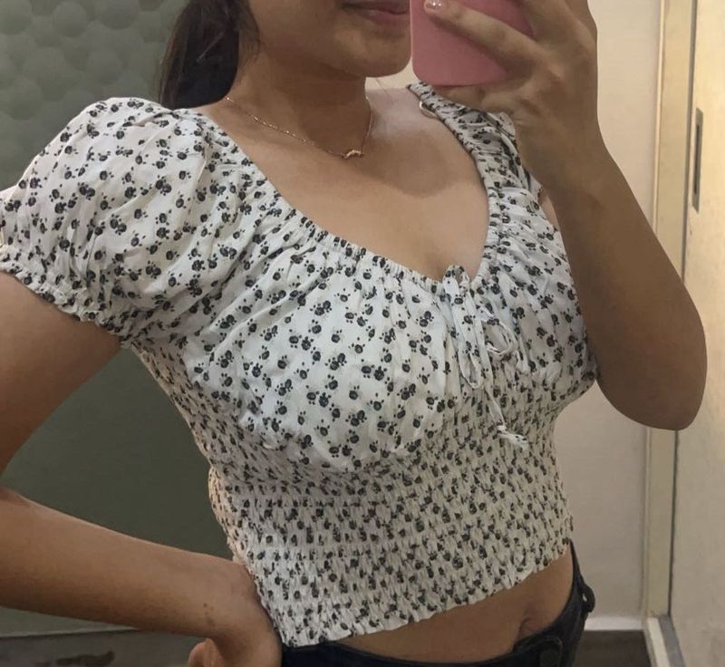 Floral Smocked Crop Top