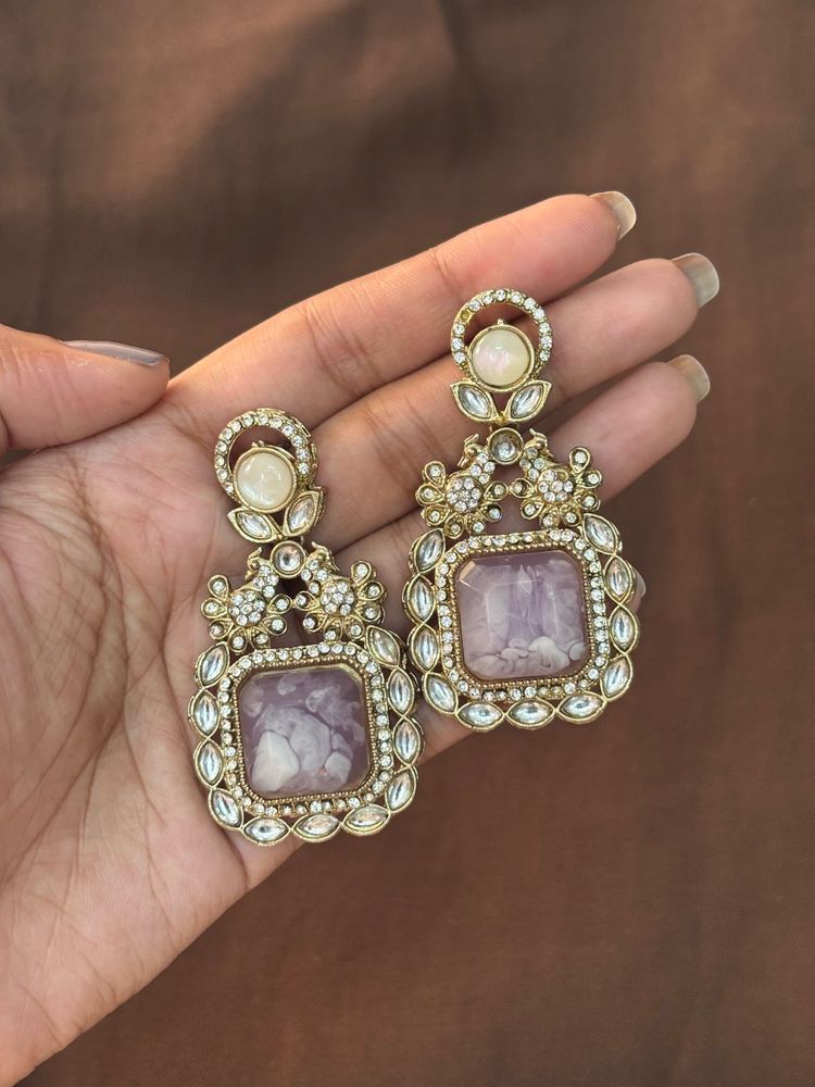 Elegant Purple Stone Earrings