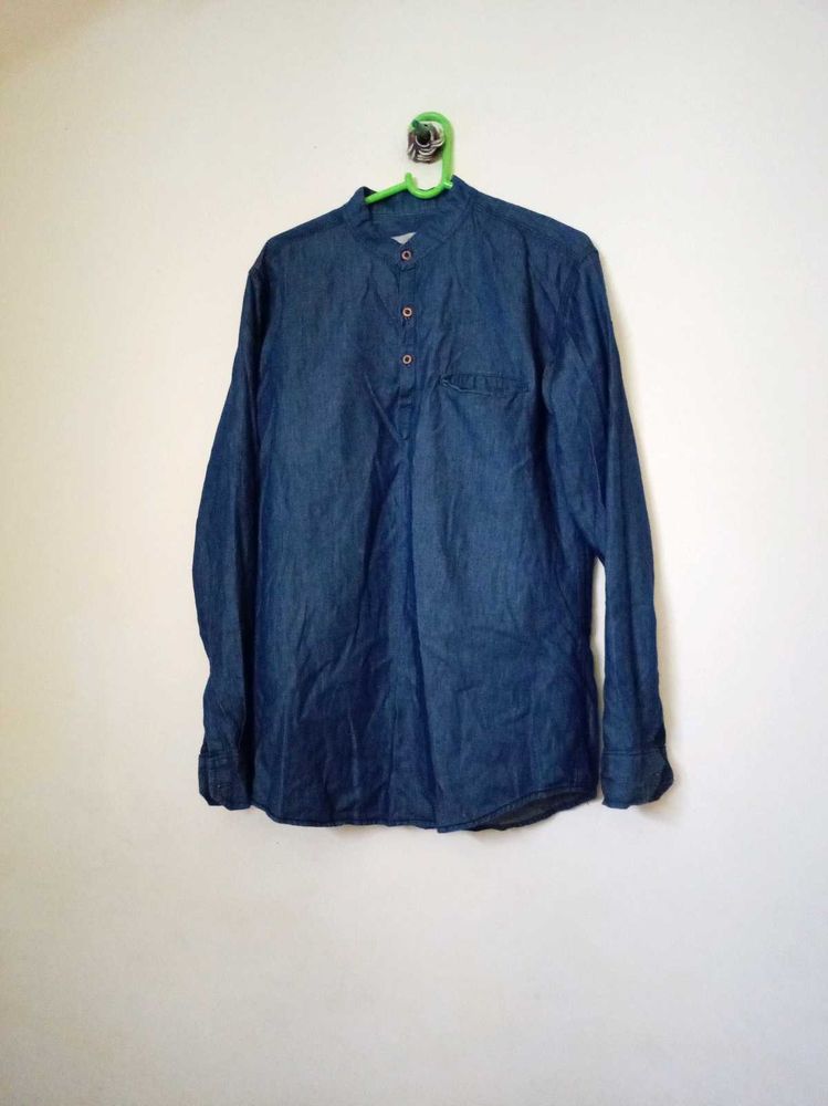 Men's Denim mandarin collar kurta Shirt