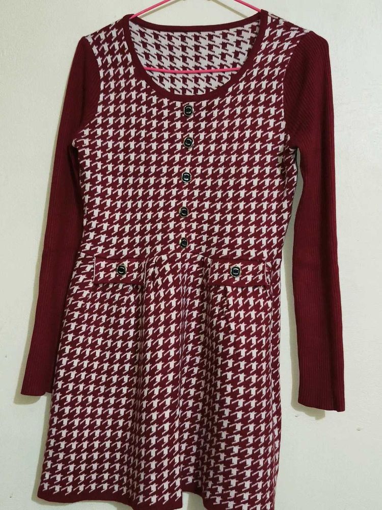 Houndstooth Patterned Dress