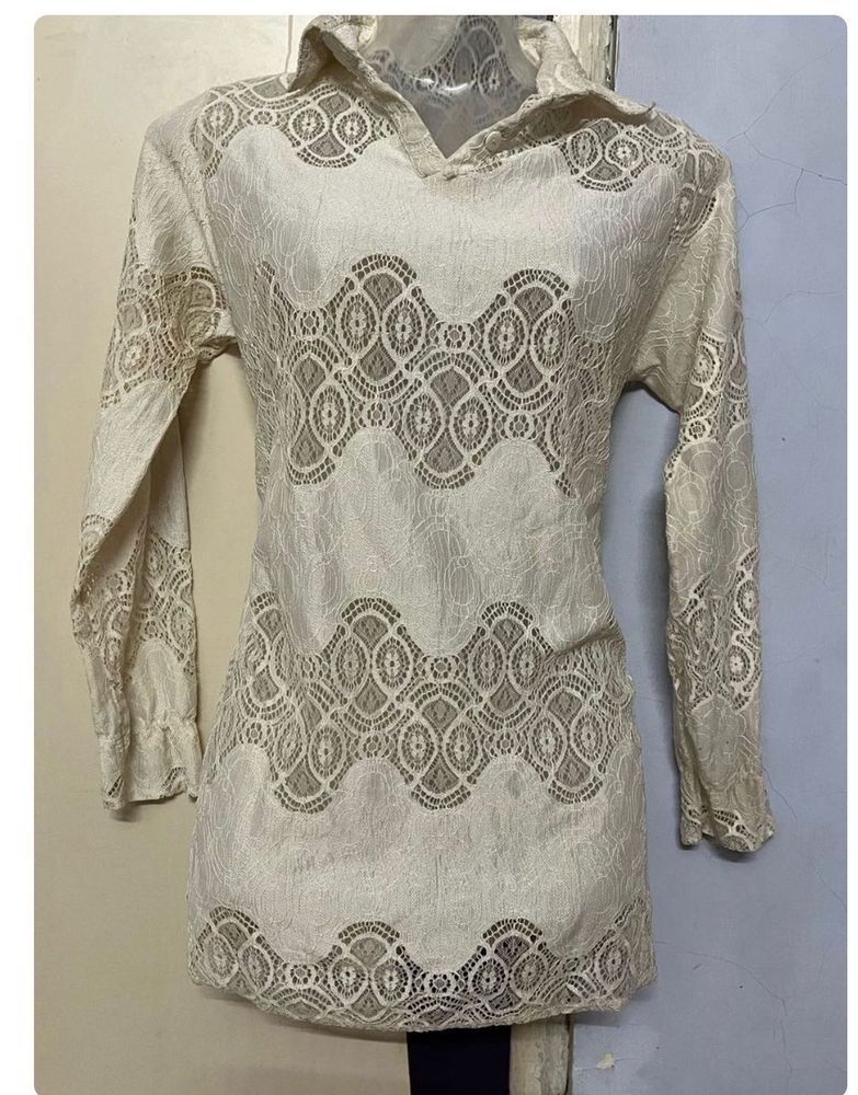 Elegant White Lace Kurta
