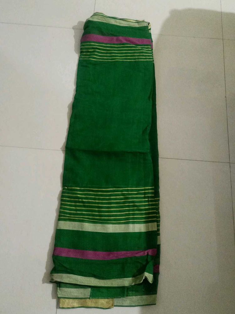 Elegant Green Striped Saree