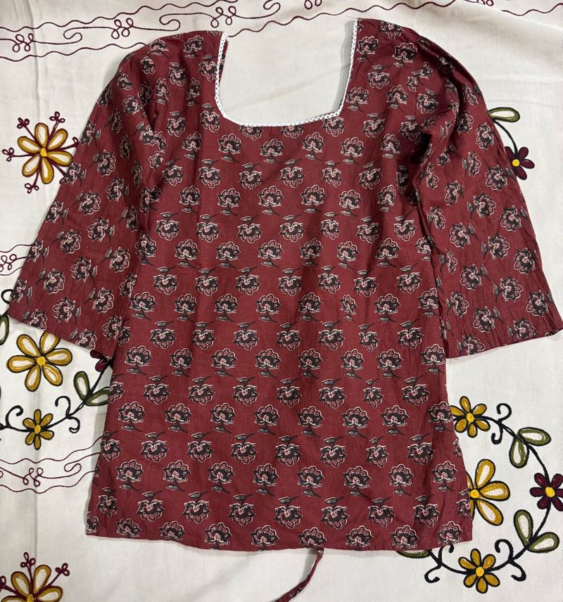 corset back red kurti