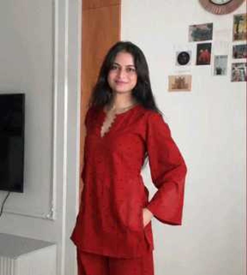 Elegant designer red kurta matching plazzo set