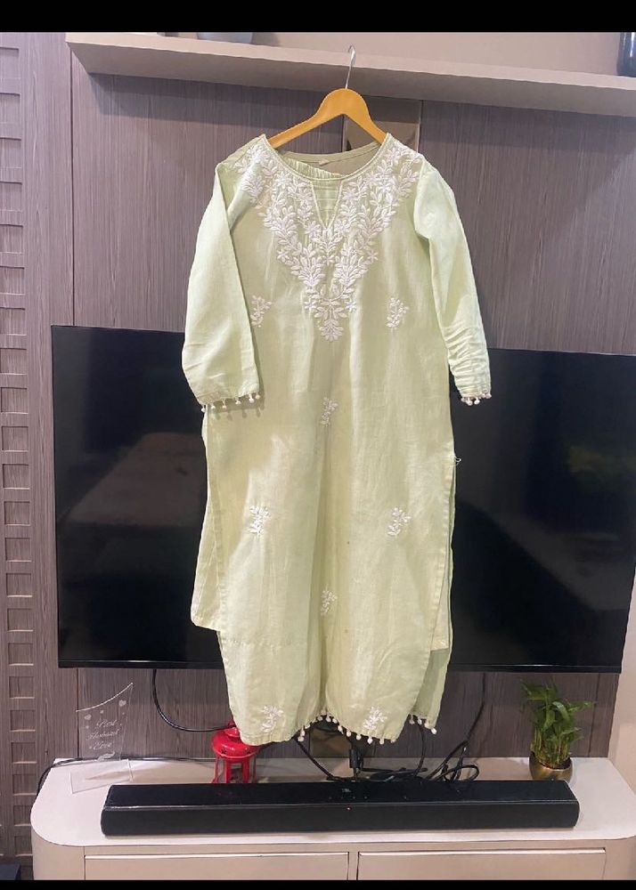 Light Green Embroidered Kurta with pant set
