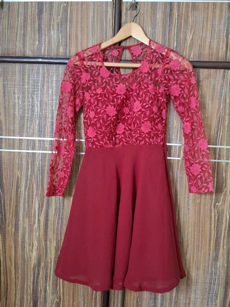 Mini Maroon Dress
