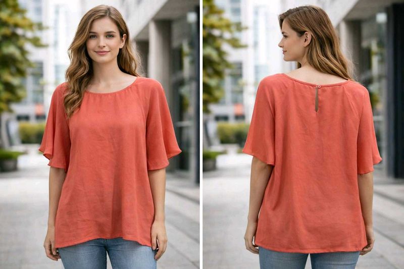 Two Coral Relaxed Top