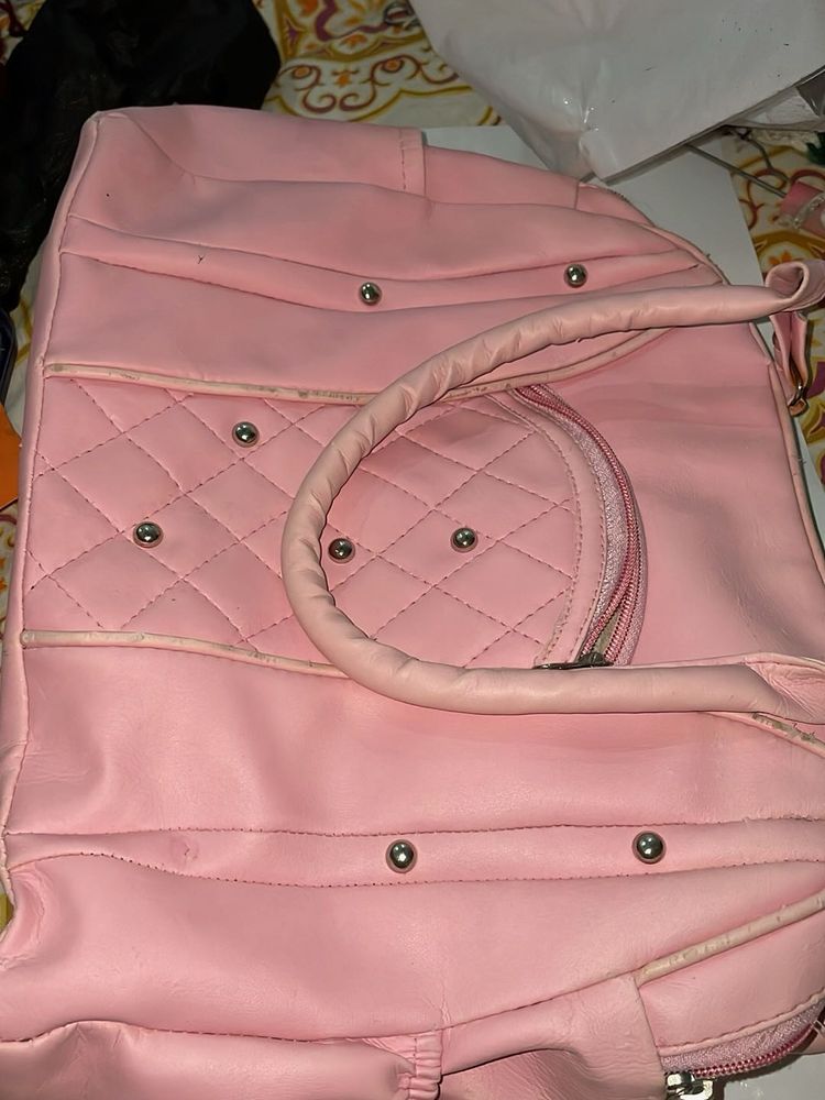 Chic Pink Quilted Travel Bag