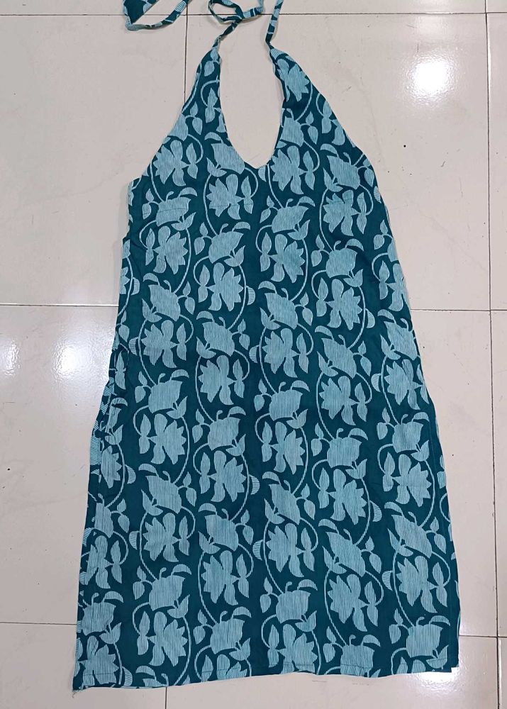 Floral halter neck short kurti