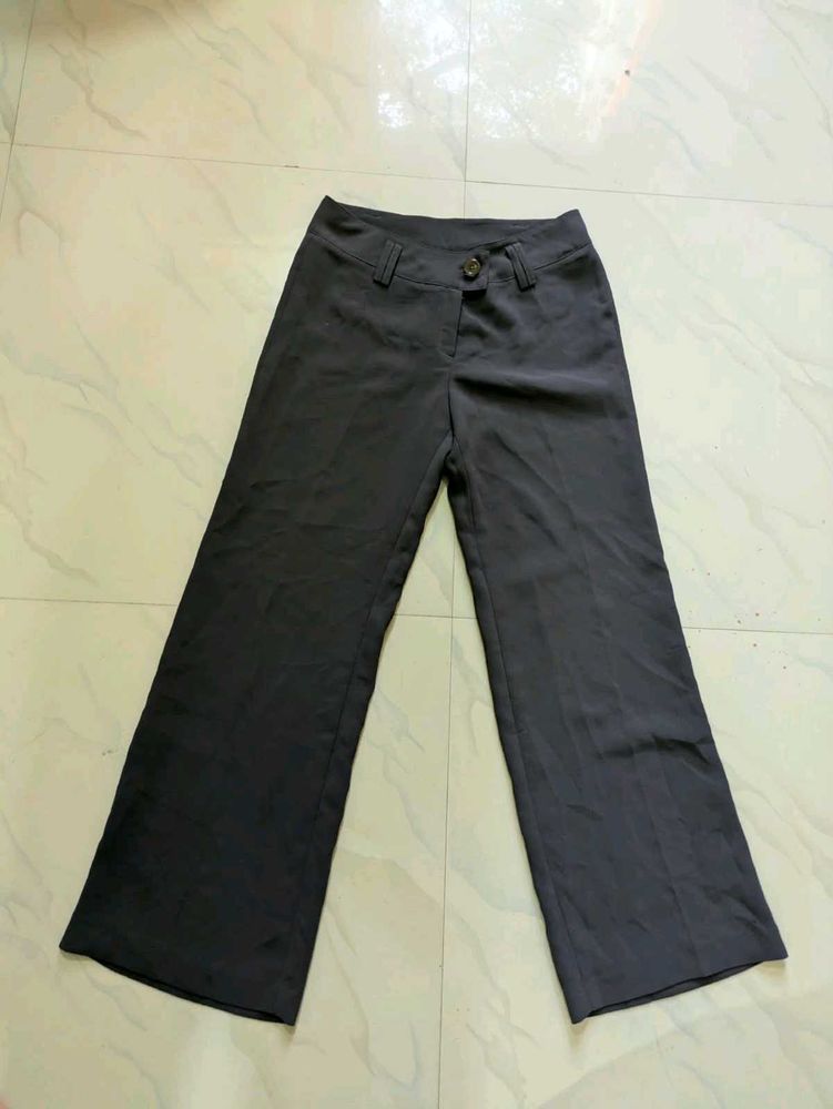 Classic Dark Grey Wide Leg Trousers