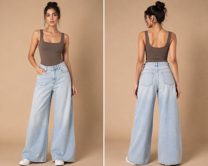 Westside Light Blue Wide Leg Jeans