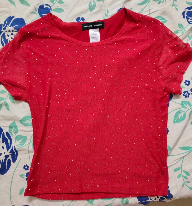 Cutesy Red Mesh Top 🎀✨