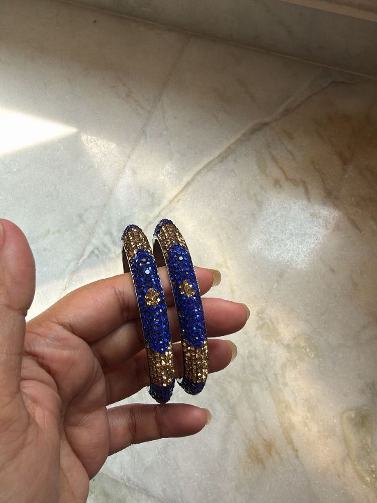 Sparkling Blue &amp; Gold Bangles