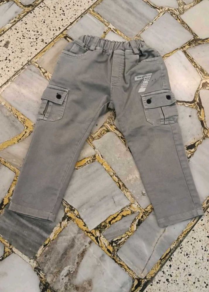 37. Kids Grey Cargo Pants