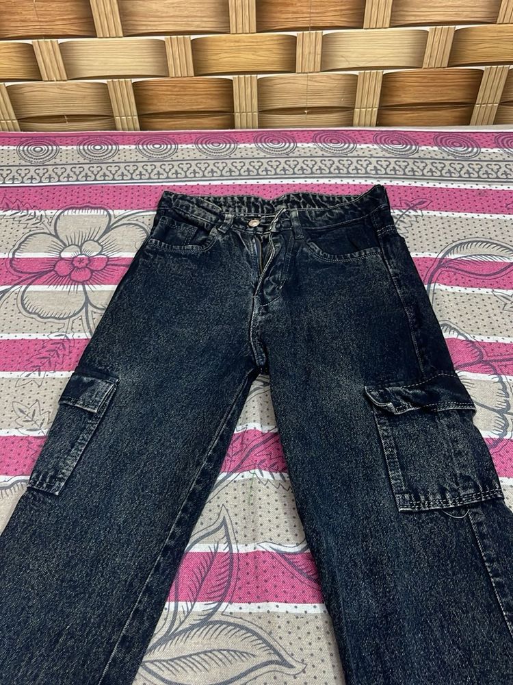 Dark Wash Cargo Jeans