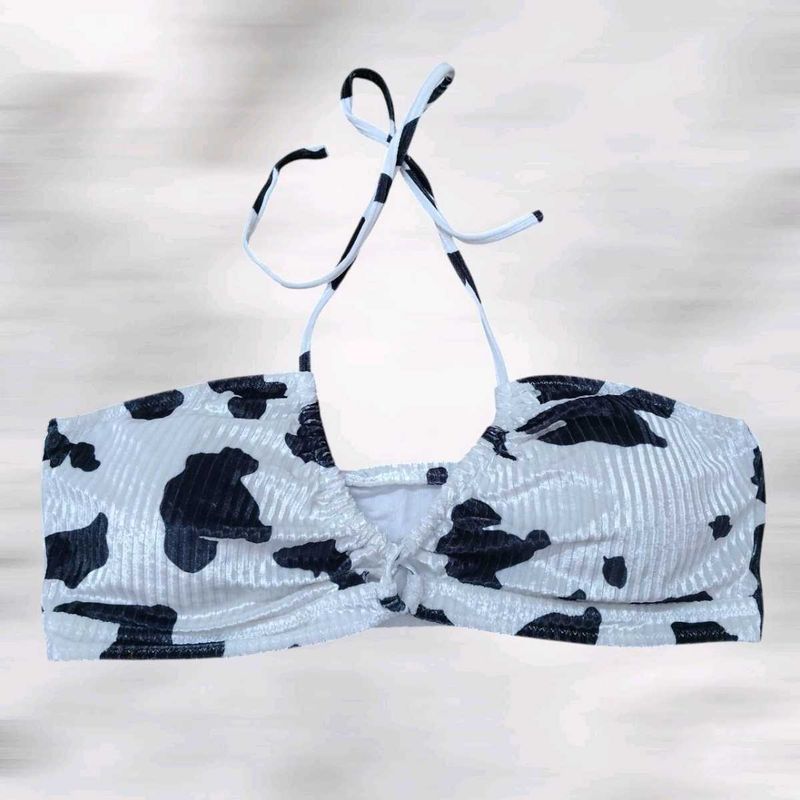 Cow Print Halter Bikini Top new WNOT