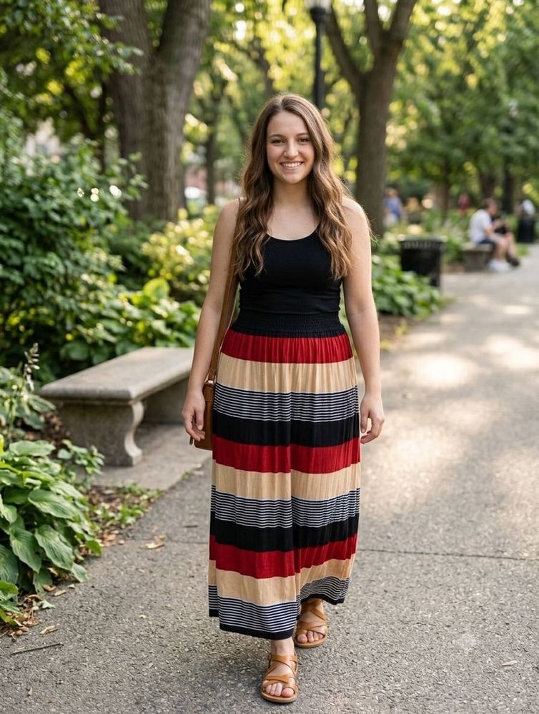 Boho Striped Maxi Skirt