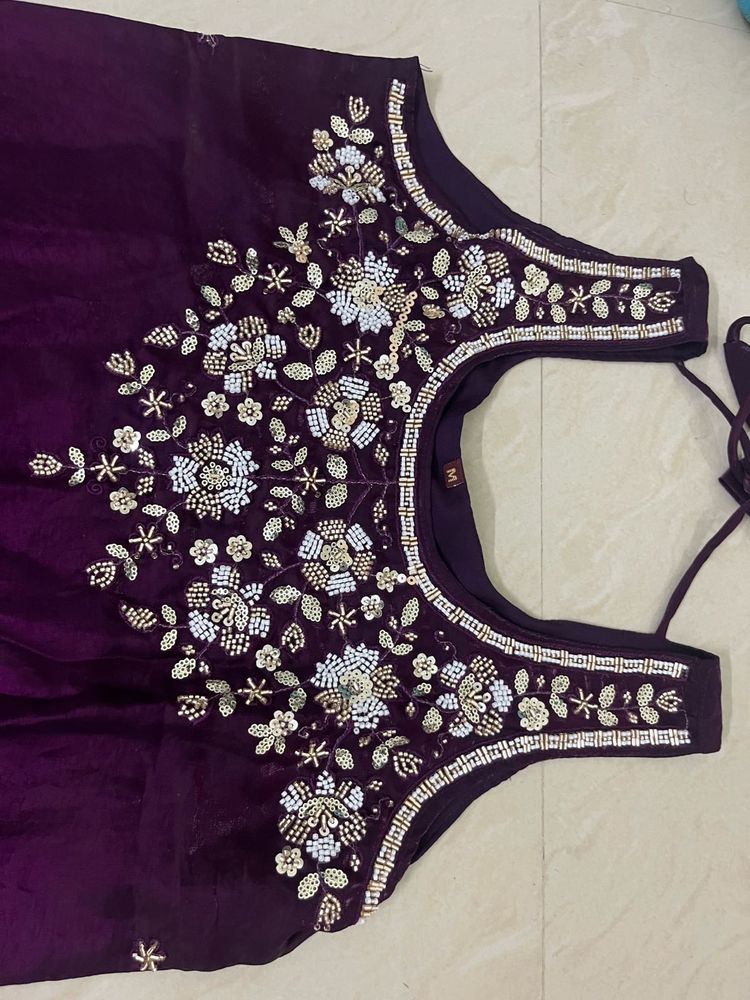 Embroidered Purple Silk sharara