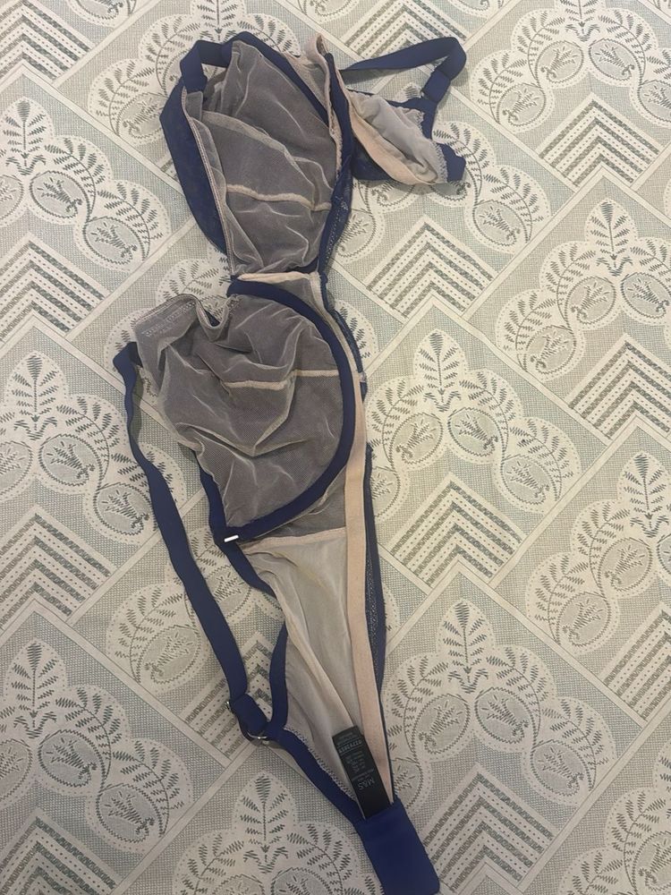 M&amp;S Sheer Blue wired Bra