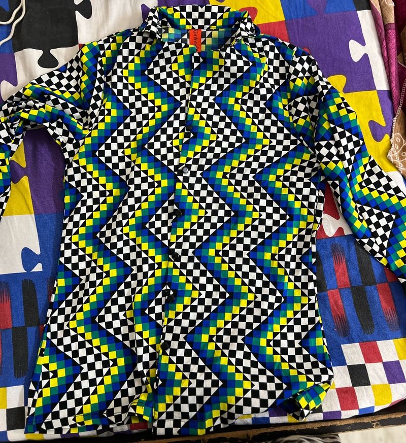 Retro Geometric Print Shirt