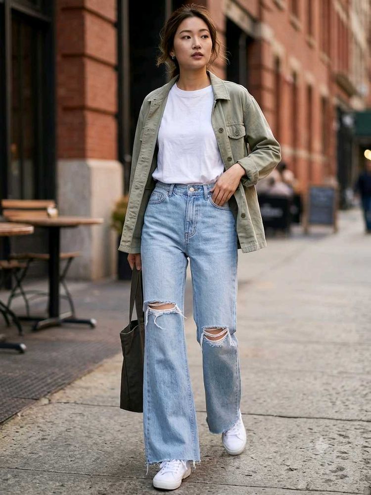 Distressed Wide Leg Jeans