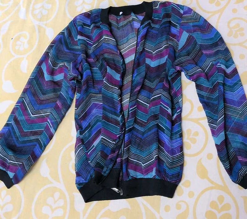 Chevron Print Bomber Jacket