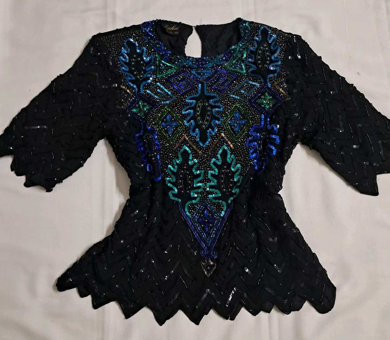 Y2k Vintage Embellished Black Chatpata Desi Top