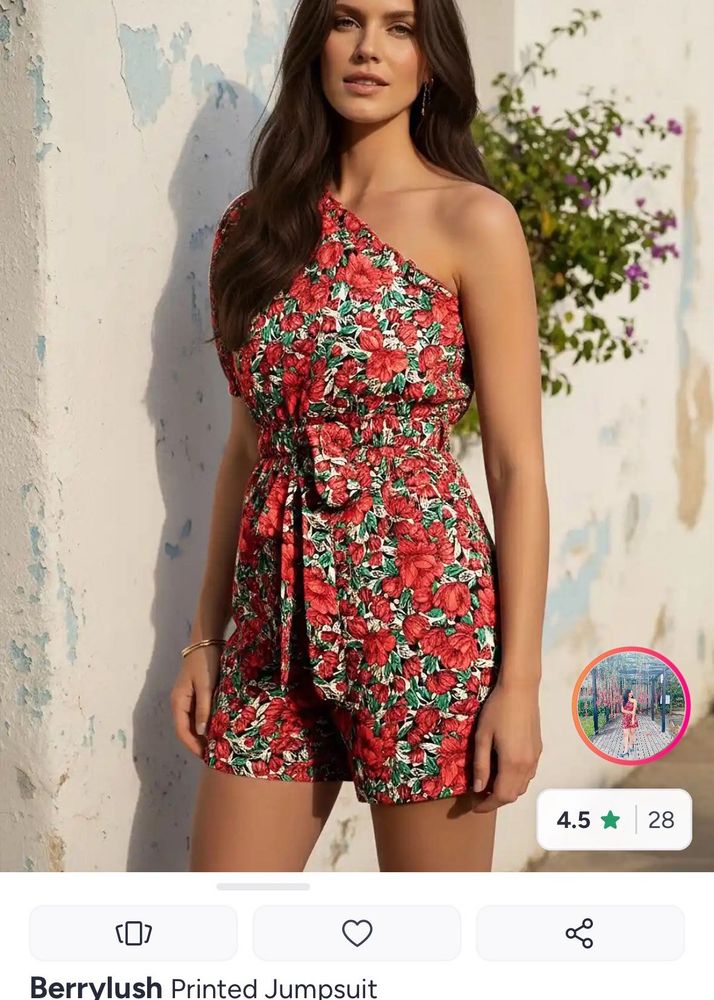 Large Size Berrylush Printed Jumpsuit