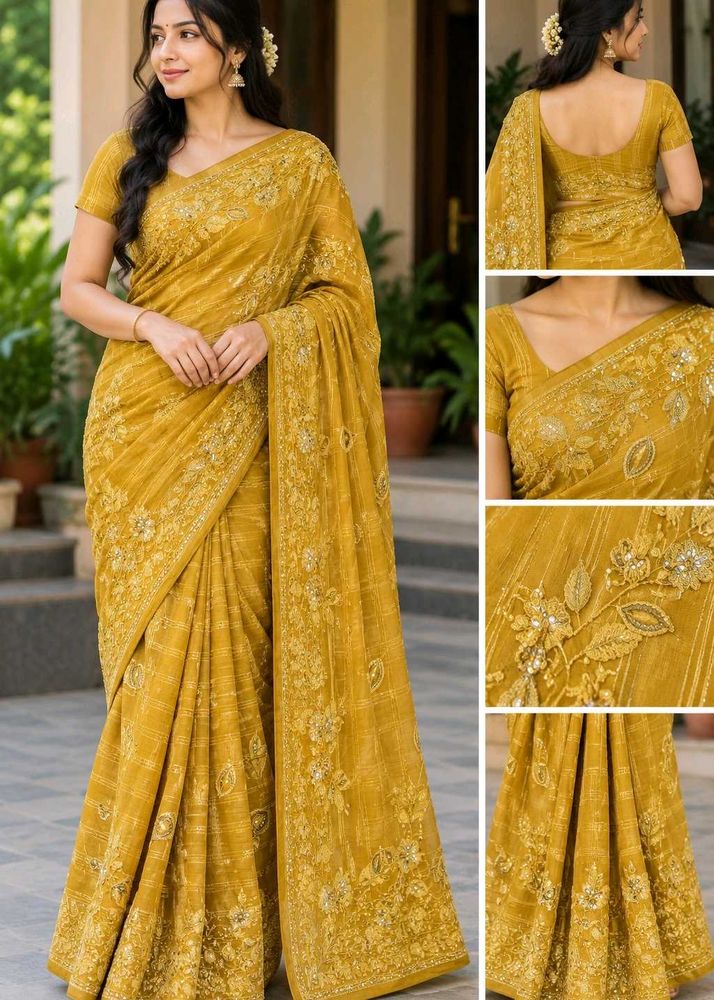 Embroidered Yellow Saree BRAND NEW