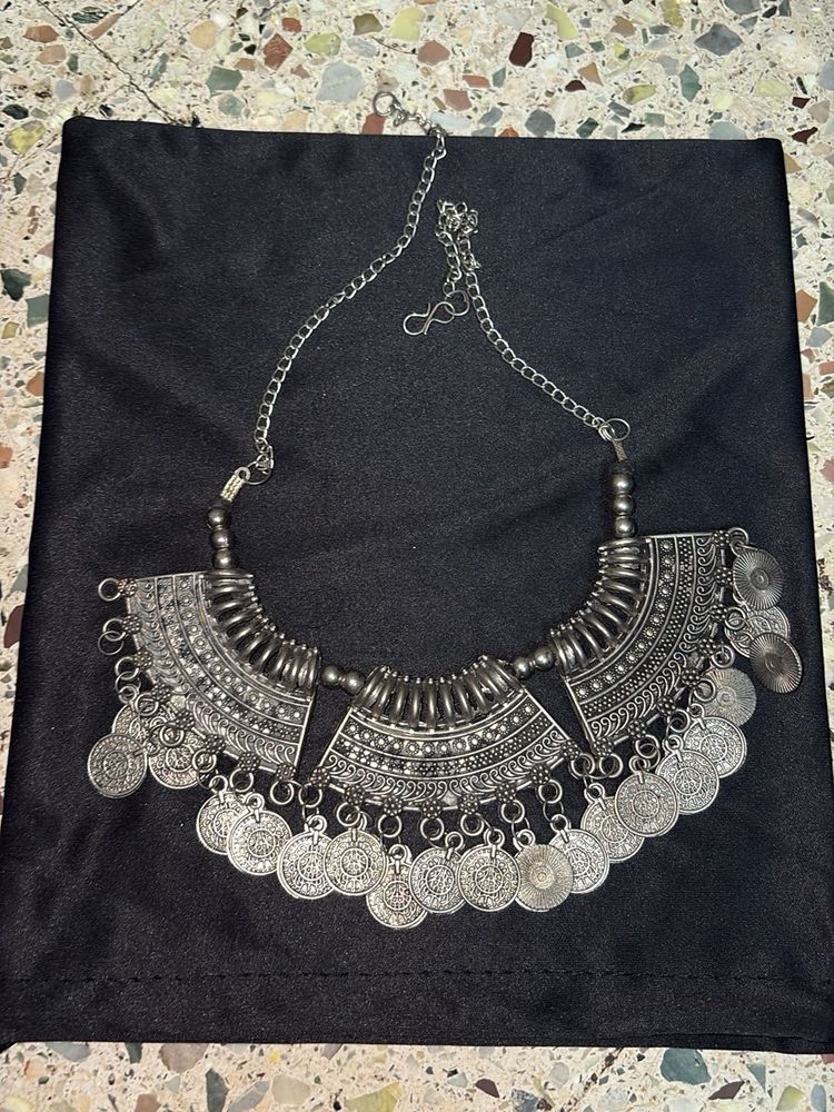Bohemian Oxidized Silver Necklace
