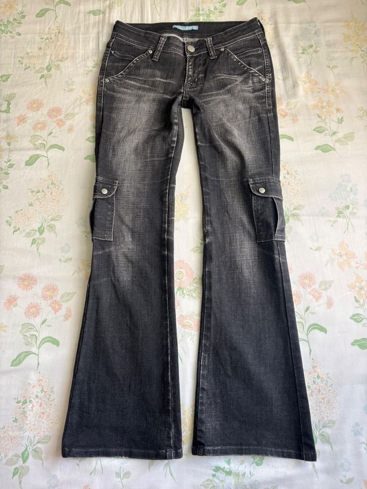 Women's Dark Wash Cargo Flare Jeans