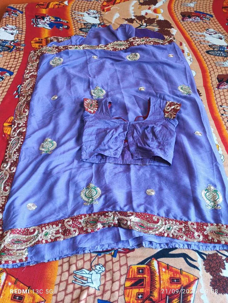 Lavender Embroidered Saree Blouse
