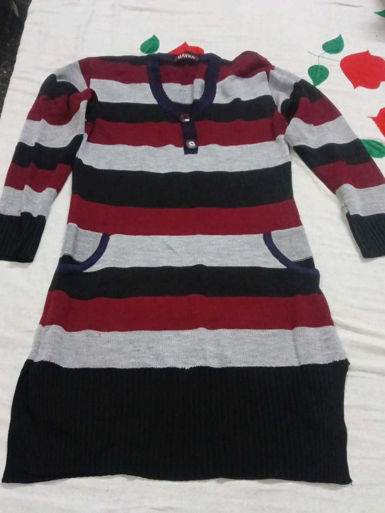 Striped Knit Sweater Dress
