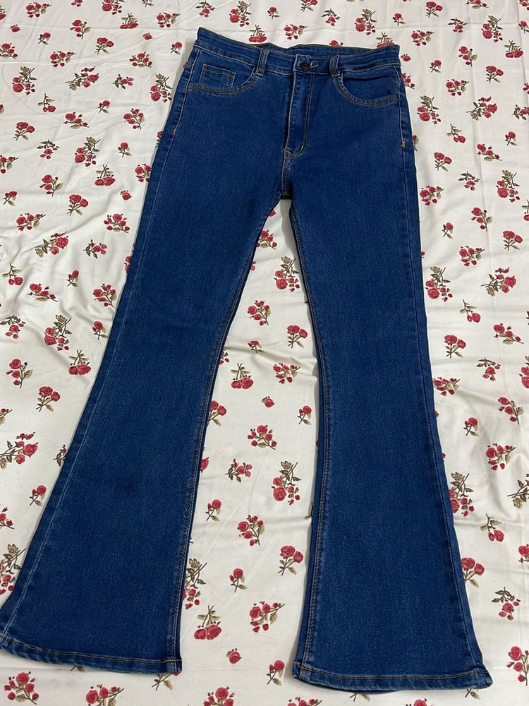 Flared Blue Denim Jeans