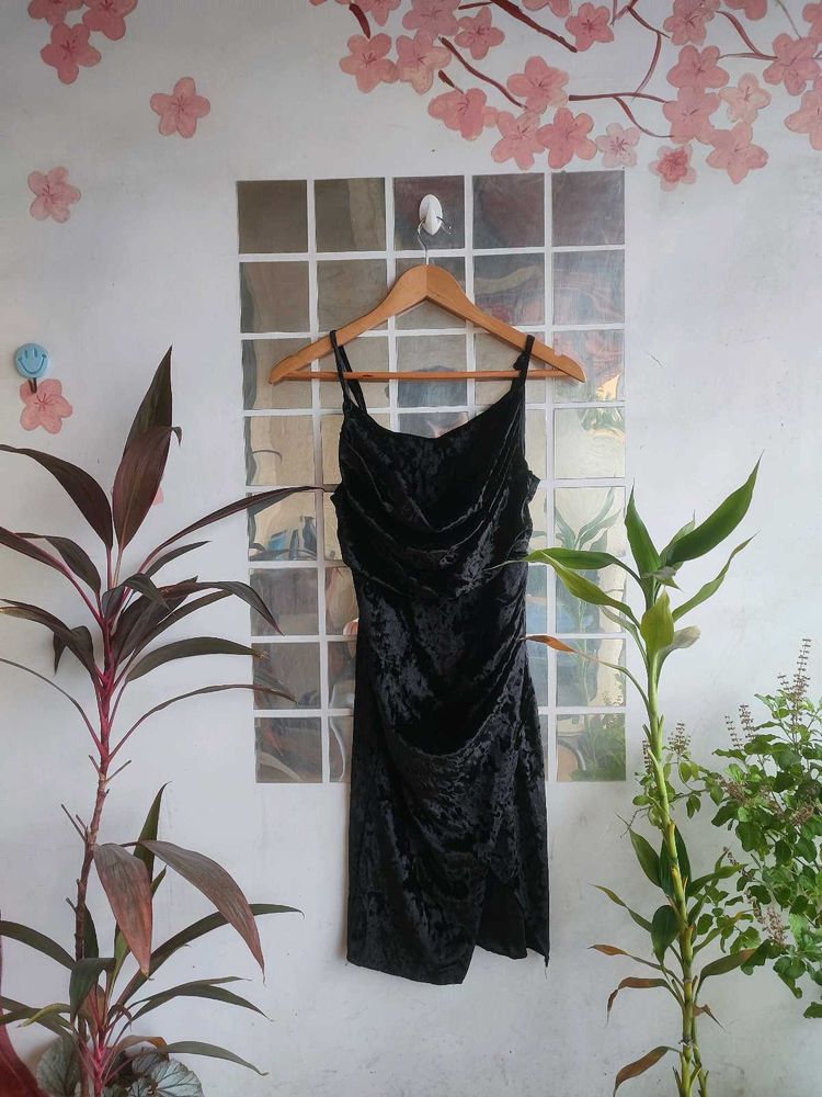 Velvet Ruched Mini black sexy Dress