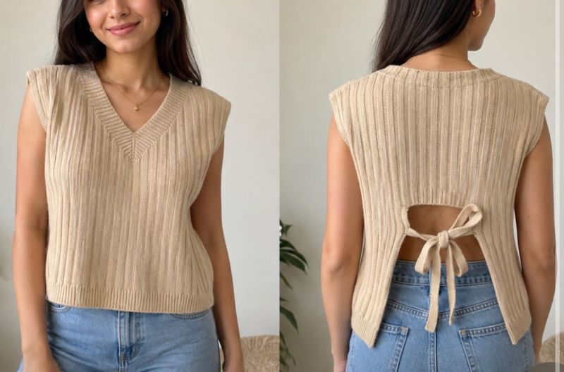 Yellow Sleeveless V-Neck Sweater Vest