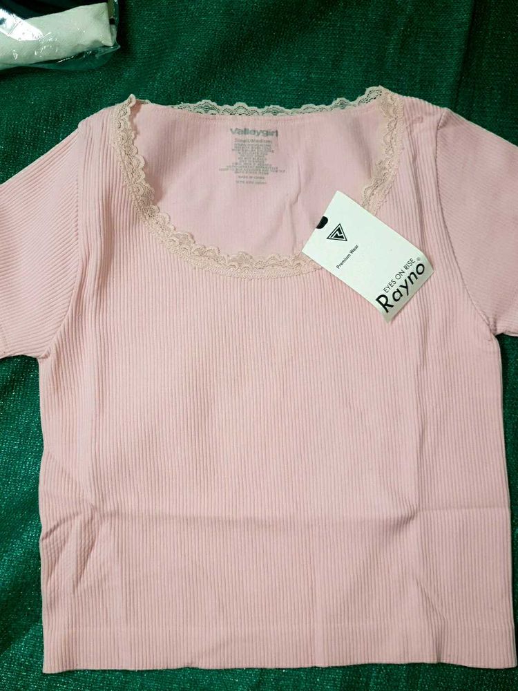 Vintage Rayno Pink Ribbed Top