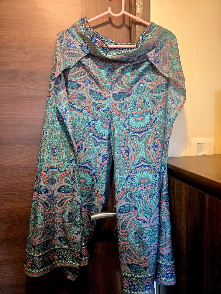 Bohemian Side Flap Print Palazzo Pants