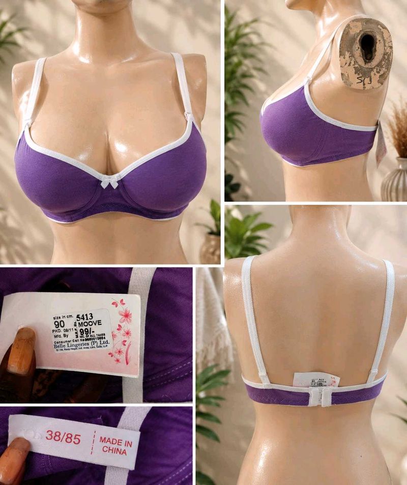 Purple Bra with White Trim