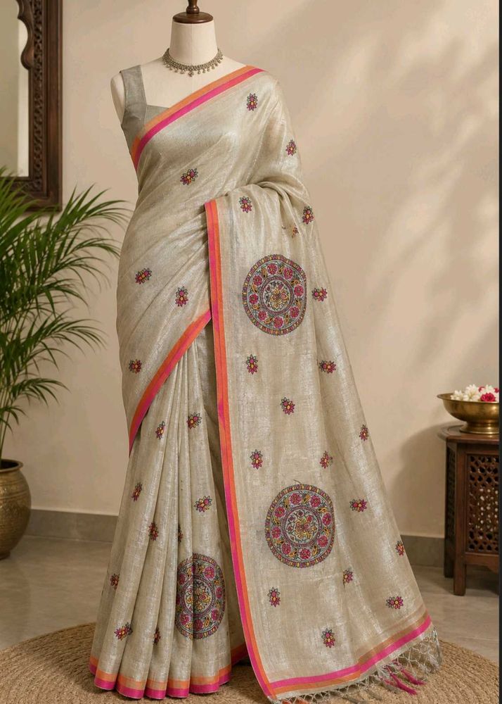 Elegant Embroidered Silk Saree